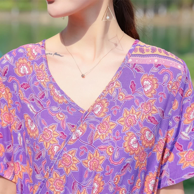 Summer Runway Boho Floral Maxi Dress Women's short Sleeve V-Neck Elegant Party Long Dress - Image 6