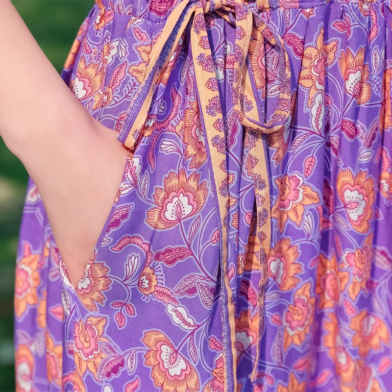 Summer Runway Boho Floral Maxi Dress Women's short Sleeve V-Neck Elegant Party Long Dress - Image 5